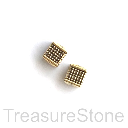 Bead, silver finished, 6mm cube spacer. Pkg of 15.