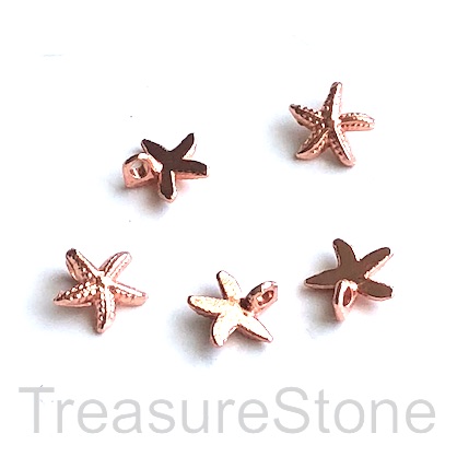 Charm, rose gold-finished, 7mm starfish. Pkg of 22.