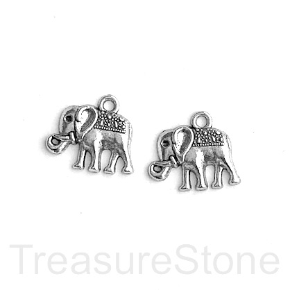Pendant/charm, silver-finished, 12x17mm elephant. Pkg of 8.