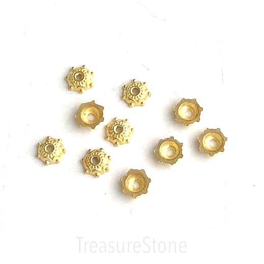 Bead cap, bright gold-finished, 5mm. pkg of 30