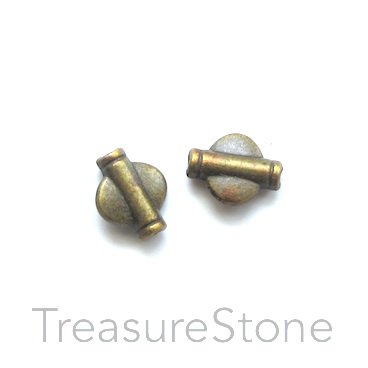 Bead, antiqued brass finished, 8x10mm. Pkg of 15