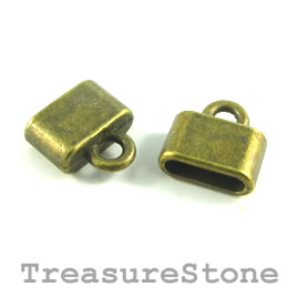 Cord end, brass-finished, 8x12mm. Pkg of 8.