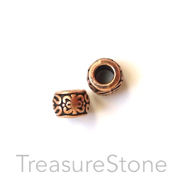Bead, copper Finished, 5x7mm rondelle spacer,large hole, 4mm. 12