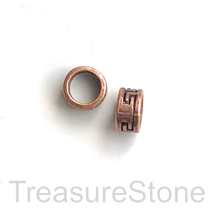 Bead, copper finished, 4x8mm tube, large hole, 5mm. Pkg of 14.