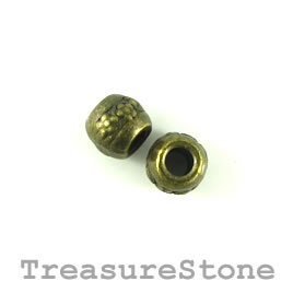 Bead, brass finished. large hole, 8x10mm rondelle spacer. 10