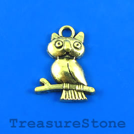 Charm/Pendant, silver-plated, 18x20mm owl. Pkg of 8
