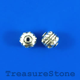 Bead, silver-finished, 10mm round. Pkg of 6 - Click Image to Close