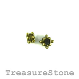 Bead, brass finished. 3x4mm cube spacer. Pkg of 22.