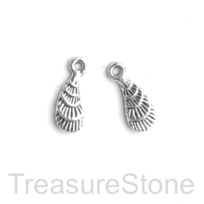 Charm, silver-finished, 6x12mm. Pkg of 15.