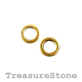 Bead, gold finished. 10mm circle. Pkg of 20.