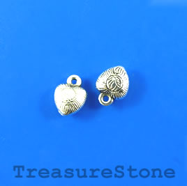 Charm, silver-plated, 7mm heart. Pkg of 22.