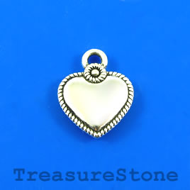 Charm/Pendant, silver-plated, 18mm heart. Pkg of 8. - Click Image to Close