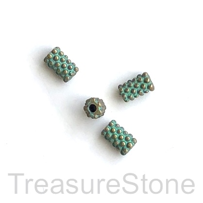 Bead, patina finished, 4x7mm dotted tube spacer. 15pcs