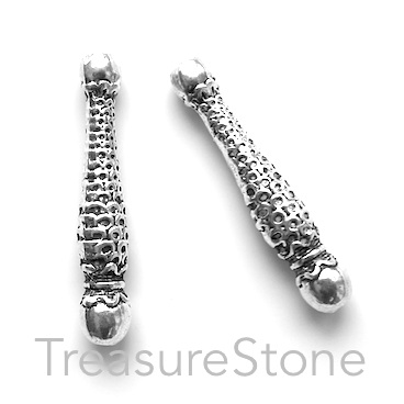 Bead, antiqued silver-finished, 36mm. Pkg of 4 - Click Image to Close