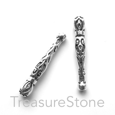 Bead, antiqued silver-finished, 31mm stick. Pkg of 5 - Click Image to Close