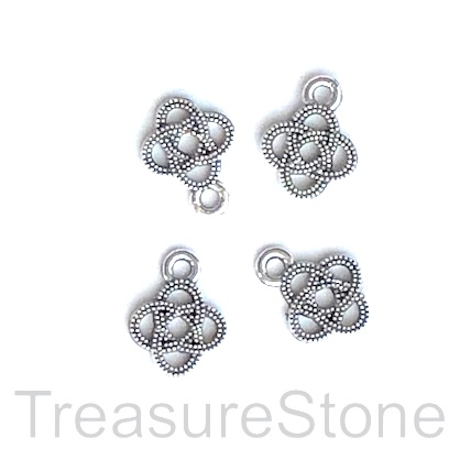 Charm, silver-finished, 9mm celtic knot. Pkg of 15.