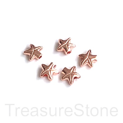 Bead, rose gold finished, 9mm starfish spacer. pack of 12