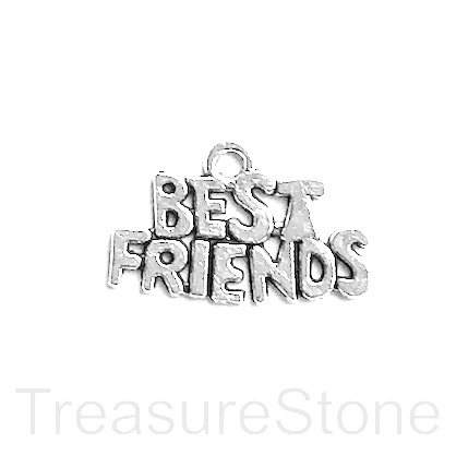Charm, pendant, 11x22mm silver-colored "BEST FRIENDS". 9pcs
