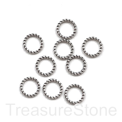 Bead, silver coloured, 9mm ring/circle. Pkg of 25