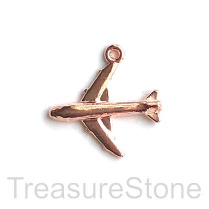 Charm/pendant, rose gold-plated, 19x17mm air plane. Pkg of 12.