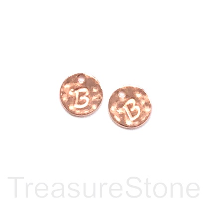 A Charm, rose gold-colored, letter B, 10mm. Pkg of 2.