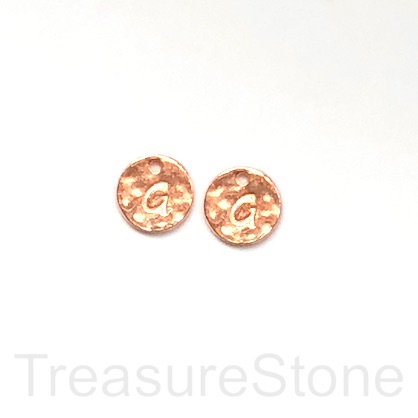 A Charm, rose gold-colored, letter G, 10mm. Pkg of 2.
