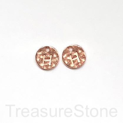 A Charm, rose gold-colored, letter H, 10mm. Pkg of 2.