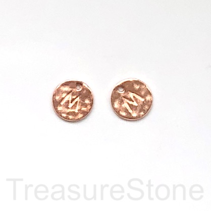A Charm, rose gold-colored, letter M, 10mm. Pkg of 2.