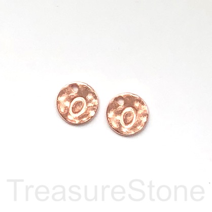 A Charm, rose gold-colored, letter O, 10mm. Pkg of 2.