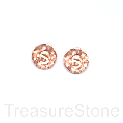 A Charm, rose gold-colored, letter S, 10mm. Pkg of 2.