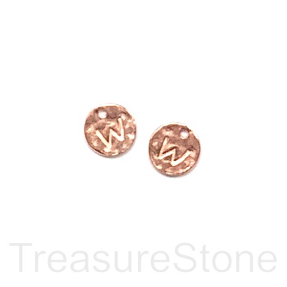 A Charm, rose gold-colored, letter W, 10mm. Pkg of 2.