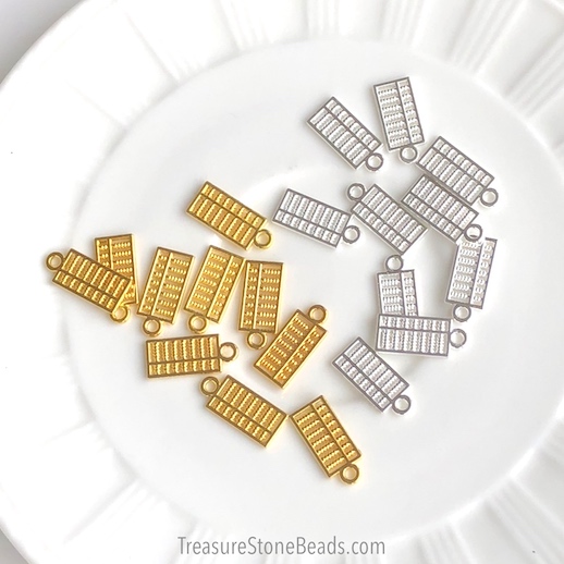 Charm, pendant, bright gold-finished, 8x15mm abacus. 10pcs - Click Image to Close