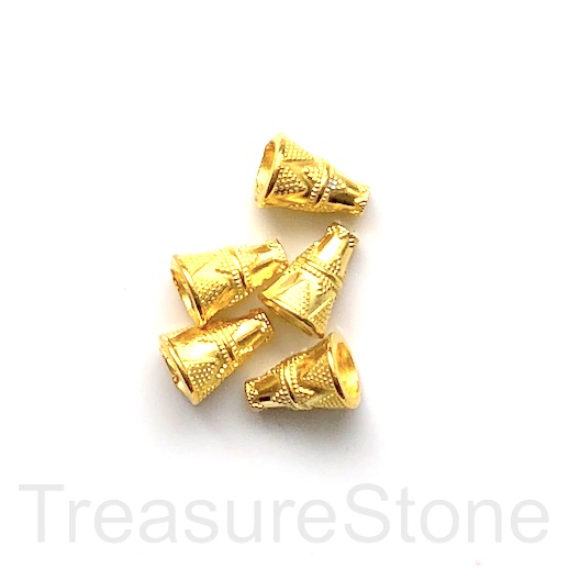 Cone, bright gold-finished, 9x12mm. Pkg of 8