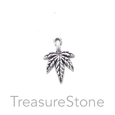 Charm/pendant, silver finished, 13x16mm leaf. Pkg of 12 - Click Image to Close