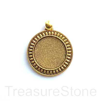 Pendant/Frame/tray, gold-finished, 28mm round. Each.