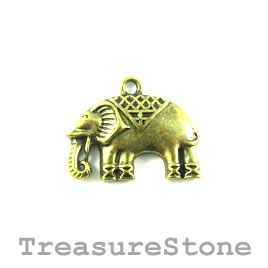 Pendant, brass-finished, 29x19mm elephant. Pkg of 4. - Click Image to Close