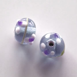 Bead, lampworked glass, clear, 14x9mm rondelle. Pkg of 6