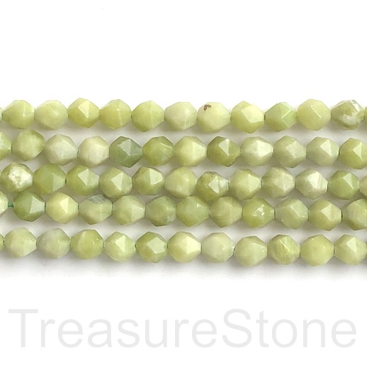 Bead, olive jade, 7x8mm, faceted nugget, star cut. 14".46pcs