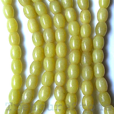 Bead, olive jade, 6x8mm oval. 16-inch strand.