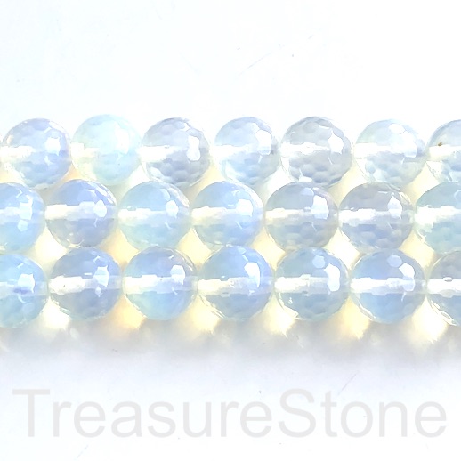 Bead, opalite glass, 14mm faceted round. 15", 29pcs