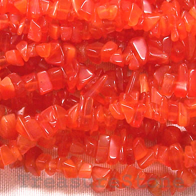 Bead, glass, orange, chip. 36-inch strand.