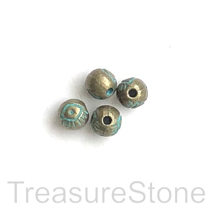 Bead, patina finished, 6mm round spacer. 18pcs