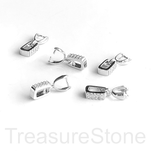 Pave Bail, brass, ice-pick, 9mm silver. Each