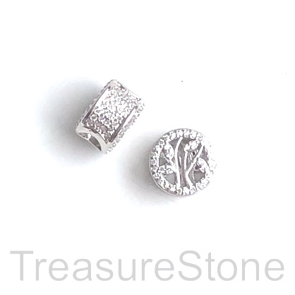 Pave Bead, 7x10mm, tree of life, large hole, 4mm. Ea