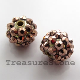 Pave round beads (Resin Rhinestone). Copper. 12mm. Pkg of 5.