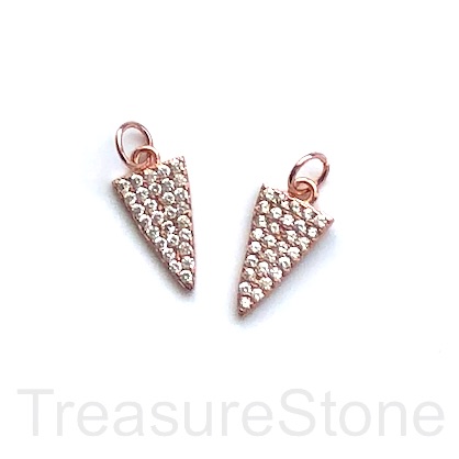 Charm, brass, 8x16mm rose gold, CZ. Ea - Click Image to Close