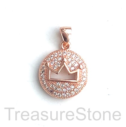 Pave Charm, 16 mm rose gold mountain, Brass, CZ. Each