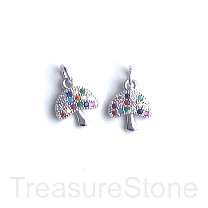 Charm, pave, 9x11mm silver coloured mushroom. Each - Click Image to Close