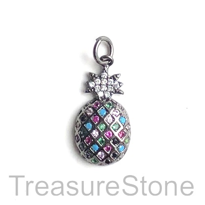 Pave Charm, 10x17 mm black pineapple, Cubic Zirconia. Each - Click Image to Close