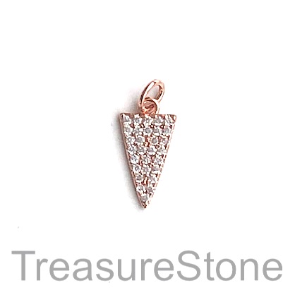 Charm, brass, rose gold, 8x13mm spike, Cubic Zirconia Each - Click Image to Close